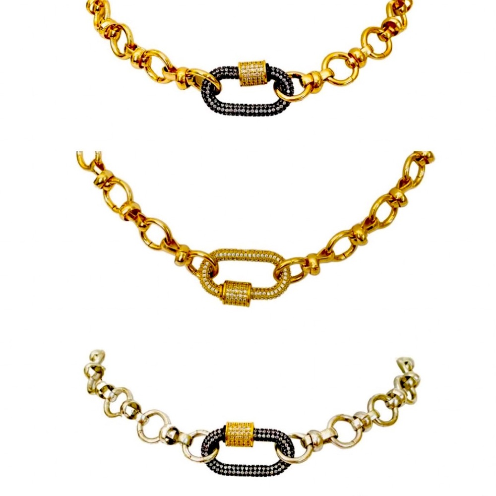 Crystal Carabiner Clasp Choker Necklace